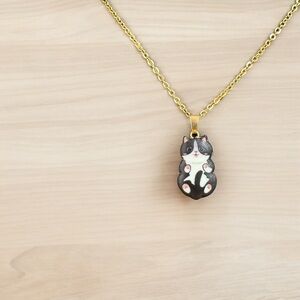 Black Kitty Cat | Anime Cat Lover Charm with Gold Stainless Steel Necklace